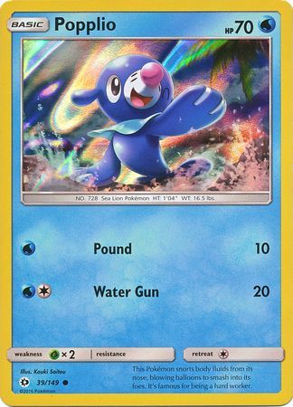 Popplio (39/149) (Water Web Holo) [Sun & Moon: Base Set]