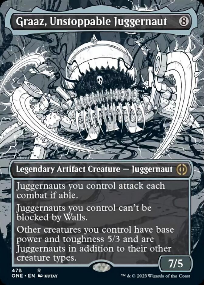 Graaz, Unstoppable Juggernaut (Borderless Manga Step-and-Compleat Foil) [Phyrexia: All Will Be One]